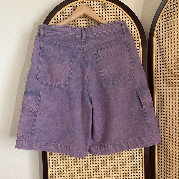 NWOT Sessun Captino Pink Purple Wash Denim Bermuda Shorts Size FR42 US10 - Picture 4 of 9